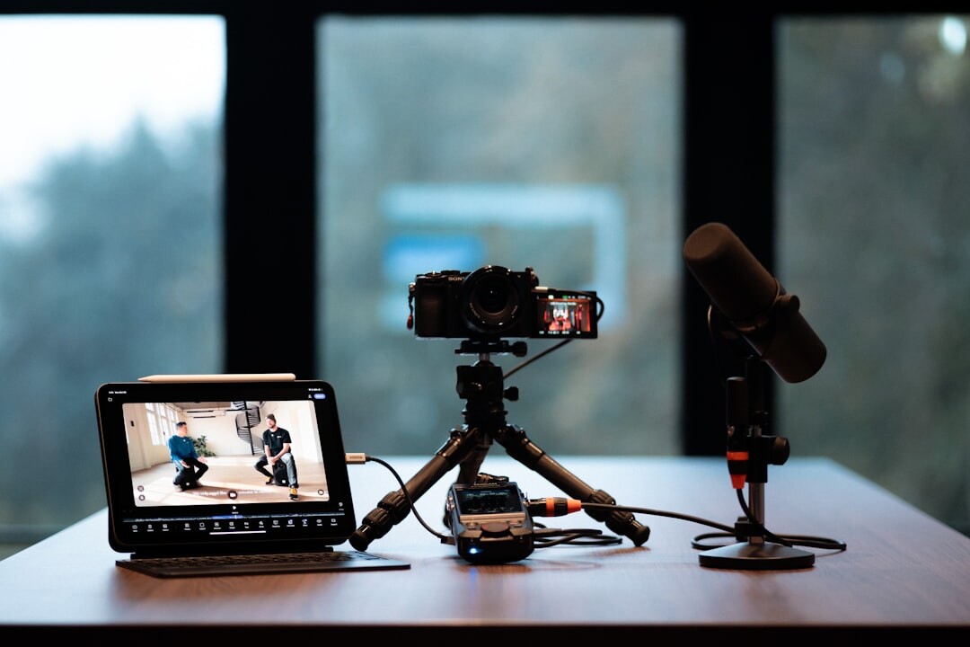 Broadcasting studio training session with cameras and monitors